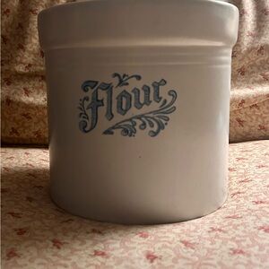 Pfaltzgraff White Flour Canister with Blue Design